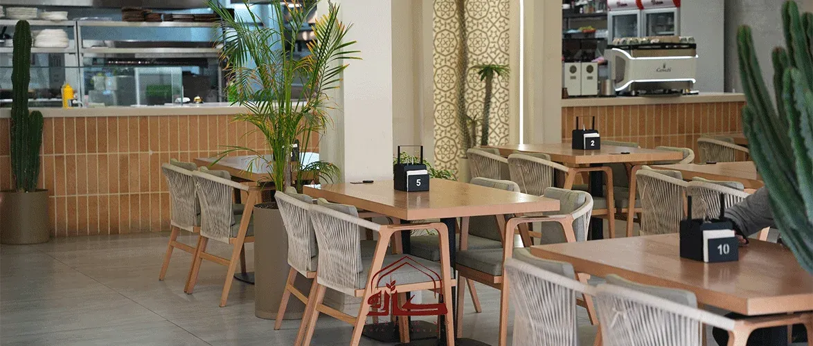 The modern and stylish atmosphere of Kazheh-No Café-Restaurant in Lahijan.
