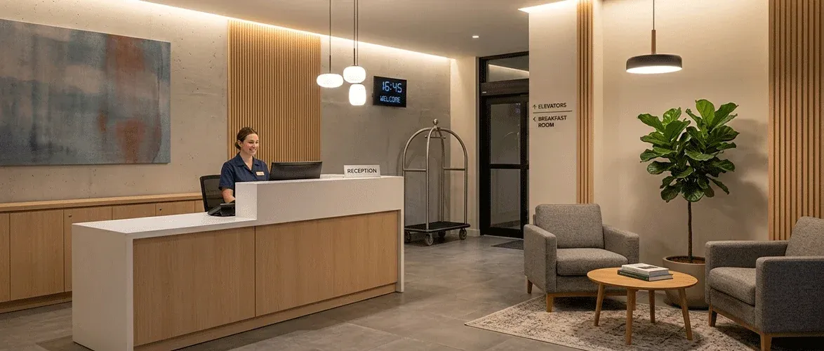 Rasti Hotel Lobby: An economical option for staying in Langarud.