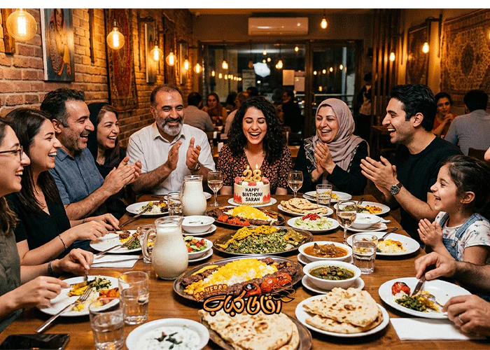 A family gathering or celebration at a restaurant table—a convenient choice for special occasions.
