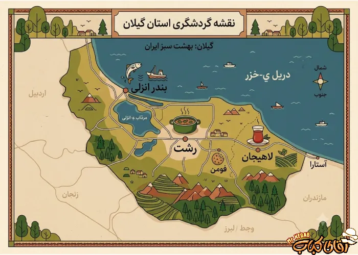 نقشه مقایسه رستوران‌های محلی رشت، انزلی و لاهیجان